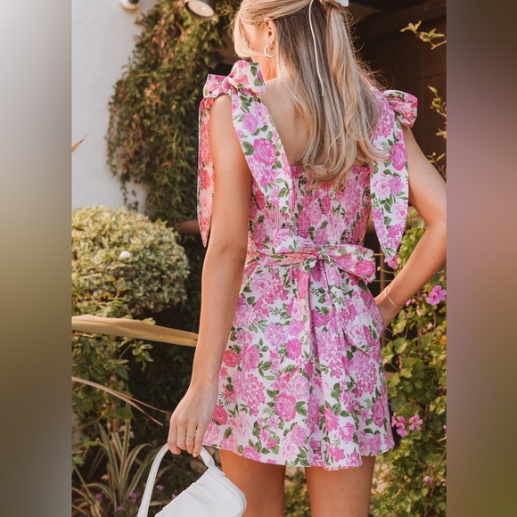 Show Me Your Mumu Dress Claire Mini Cottage Floral Pink Large NWT - Picture 2 of 9